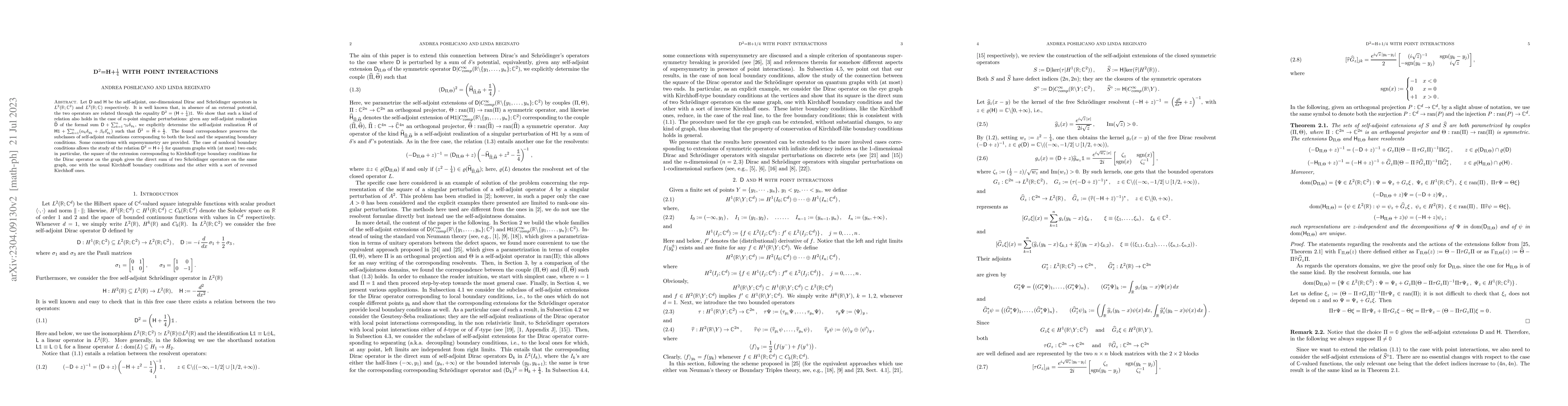 Thumbnail for ${\mathsf D}^2={\mathsf H}+1/4$ with point interactions