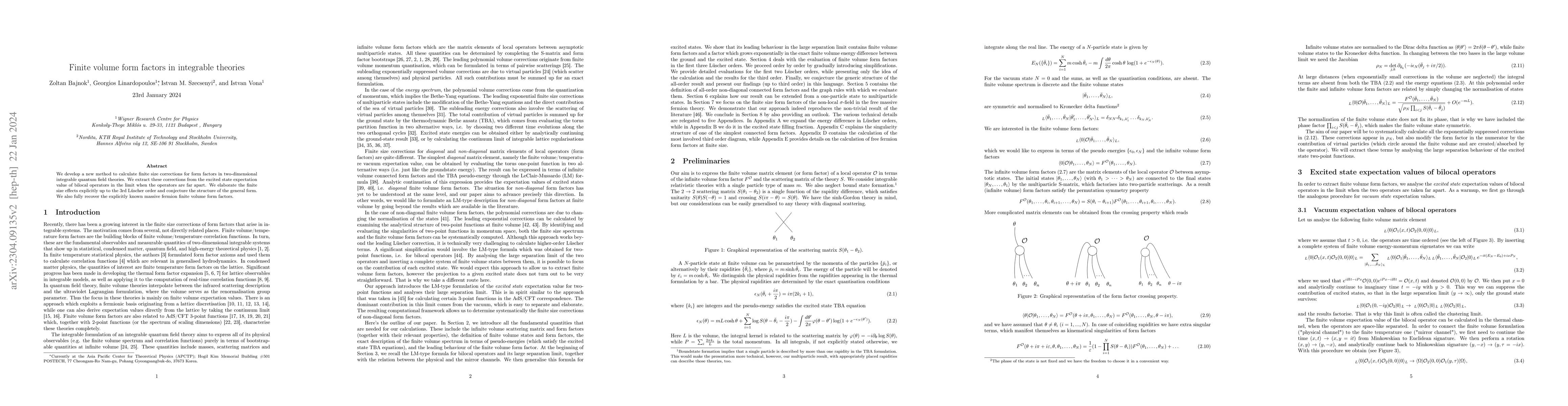 Thumbnail for Finite volume form factors in integrable theories