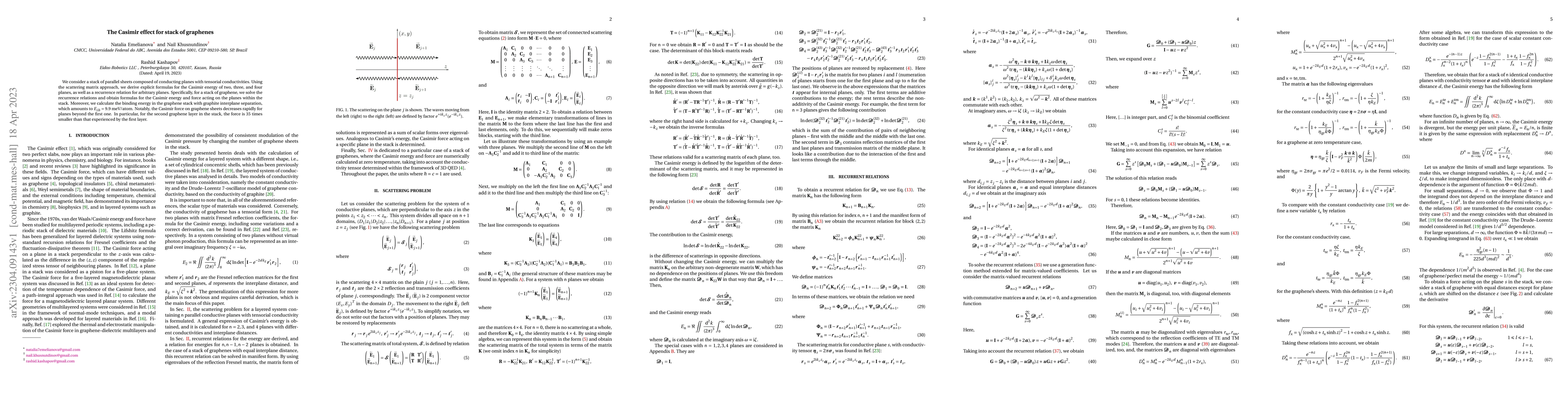 Thumbnail for The Casimir effect for stack of graphenes