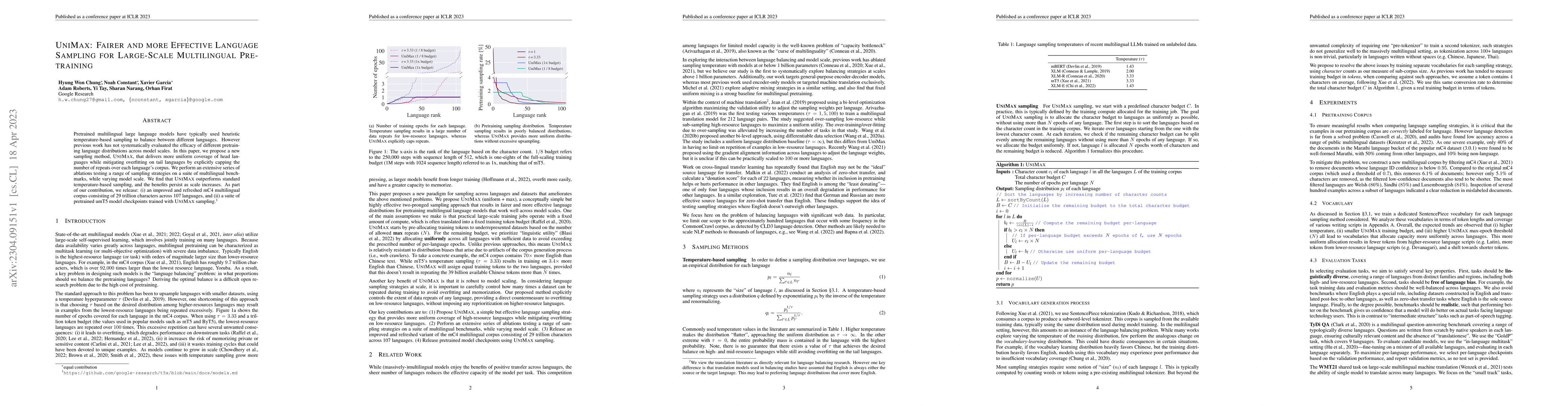 Thumbnail for UniMax: Fairer and more Effective Language Sampling for Large-Scale
  Multilingual Pretraining