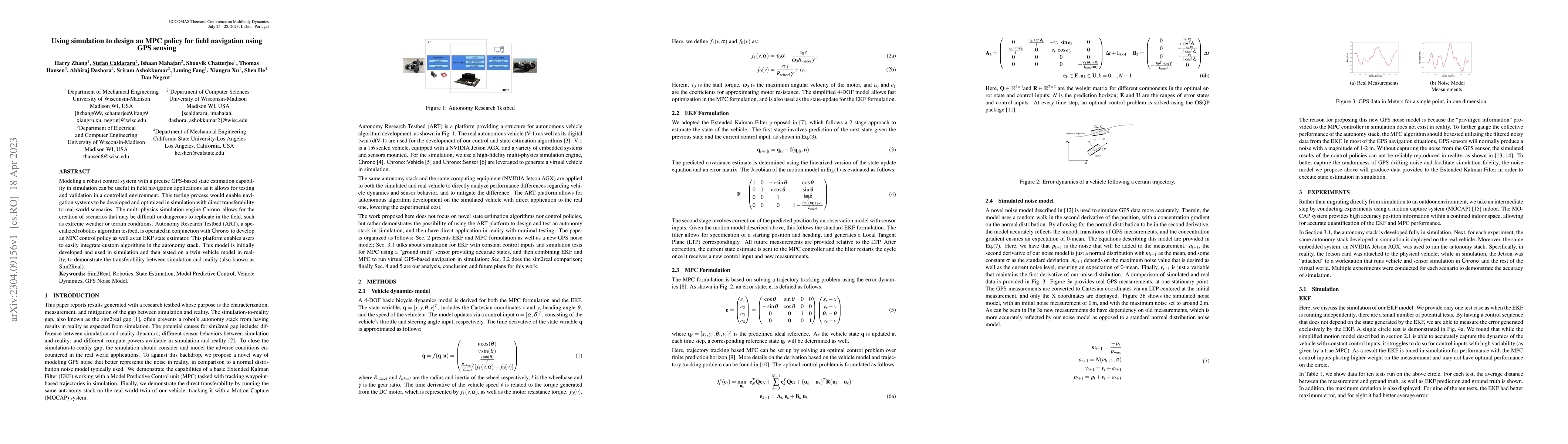 Thumbnail for Using simulation to design an MPC policy for field navigation using GPS
  sensing