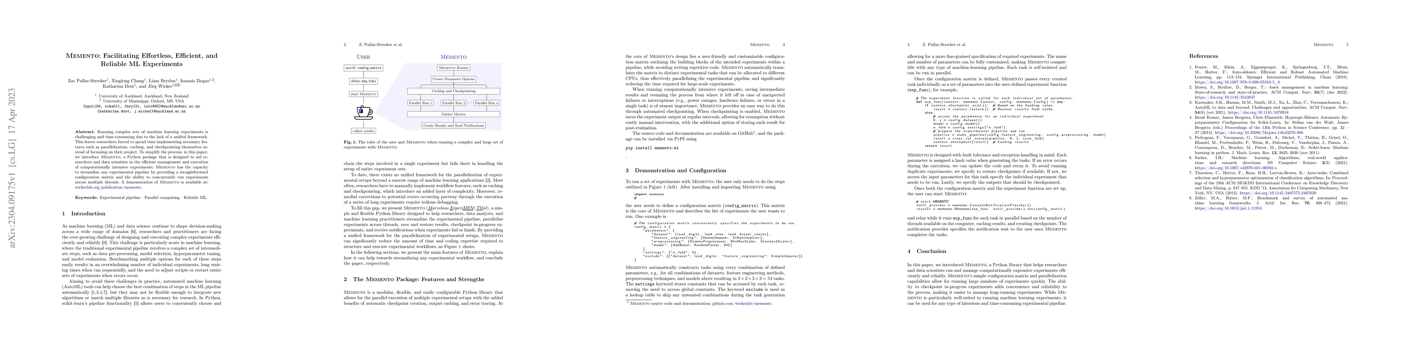 Thumbnail for Memento: Facilitating Effortless, Efficient, and Reliable ML Experiments