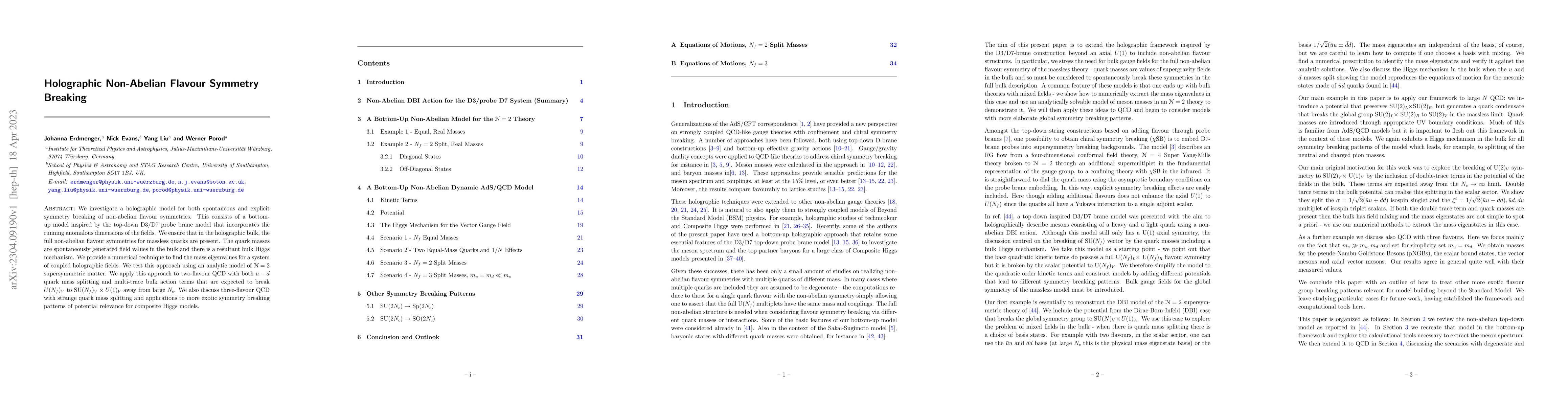 Thumbnail for Holographic Non-Abelian Flavour Symmetry Breaking