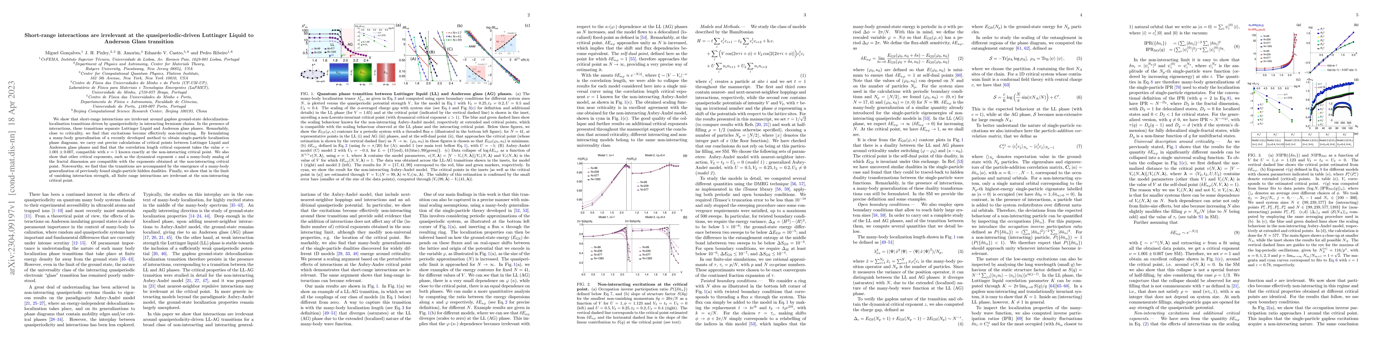 Thumbnail for Short-range interactions are irrelevant at the quasiperiodic-driven
  Luttinger Liquid to Anderson Glass transition
