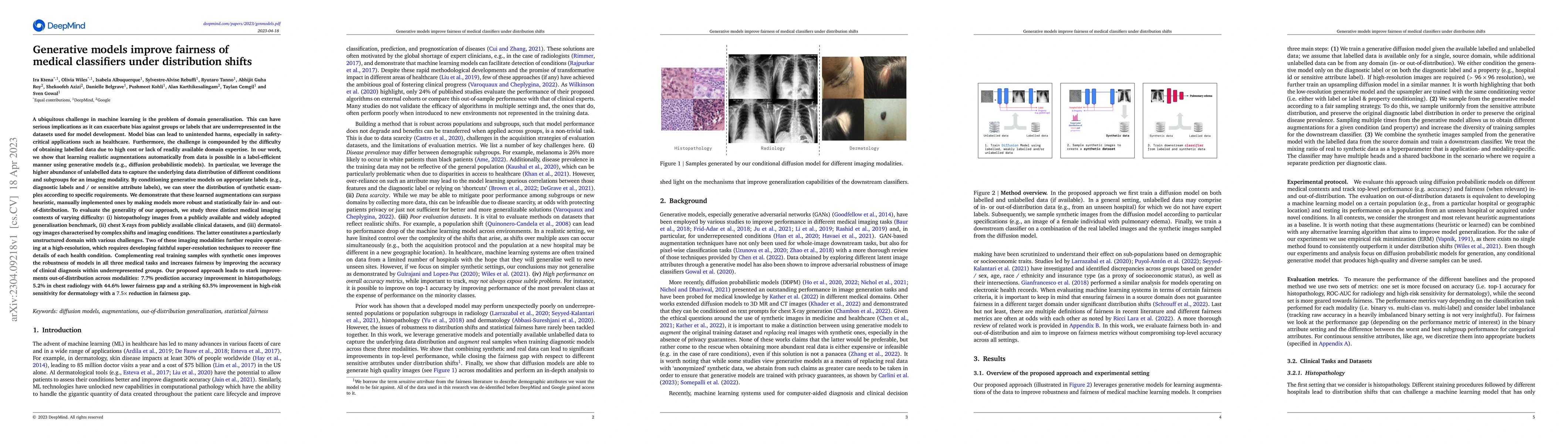 Thumbnail for Generative models improve fairness of medical classifiers under
  distribution shifts