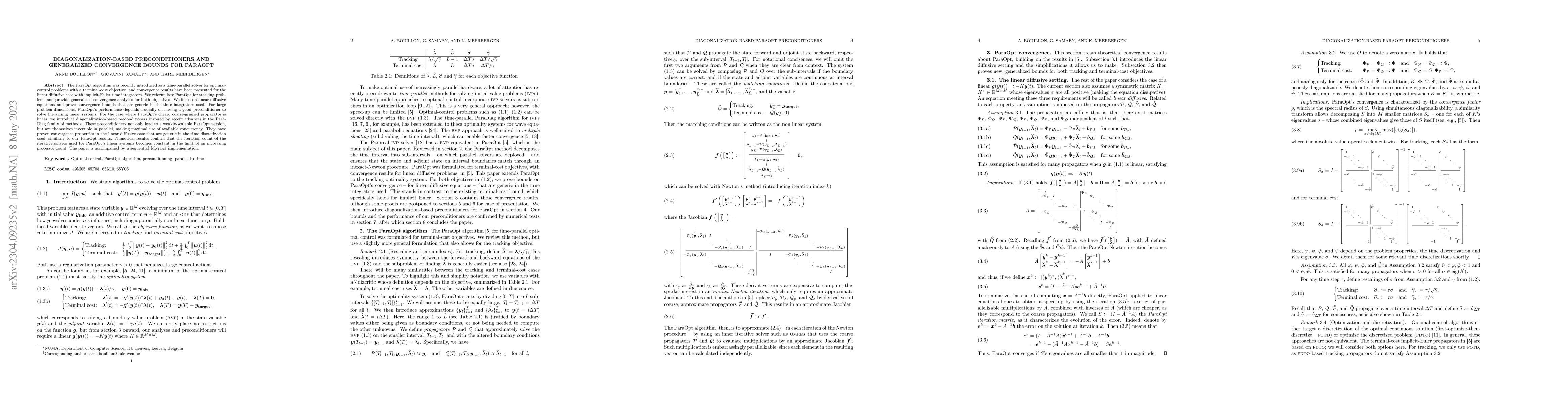 Thumbnail for Diagonalization-based preconditioners and generalized convergence bounds
  for ParaOpt