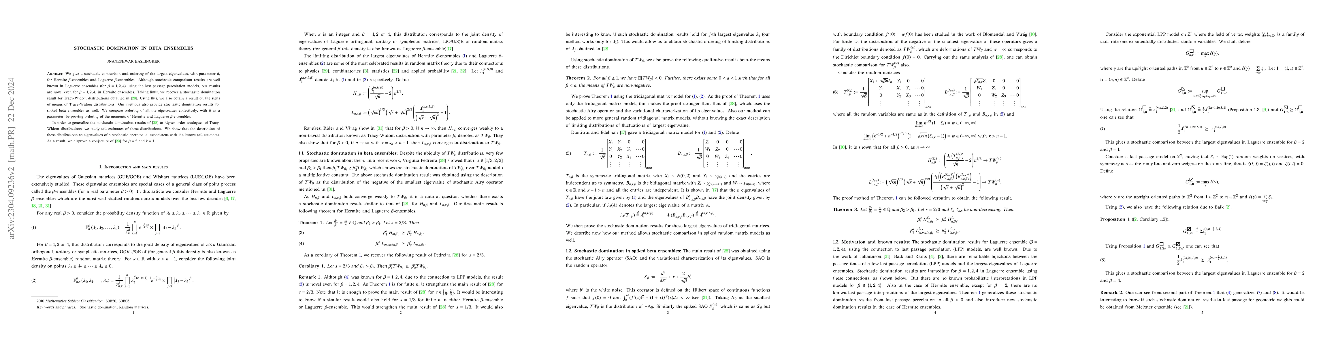 Thumbnail for Stochastic domination in beta ensembles
