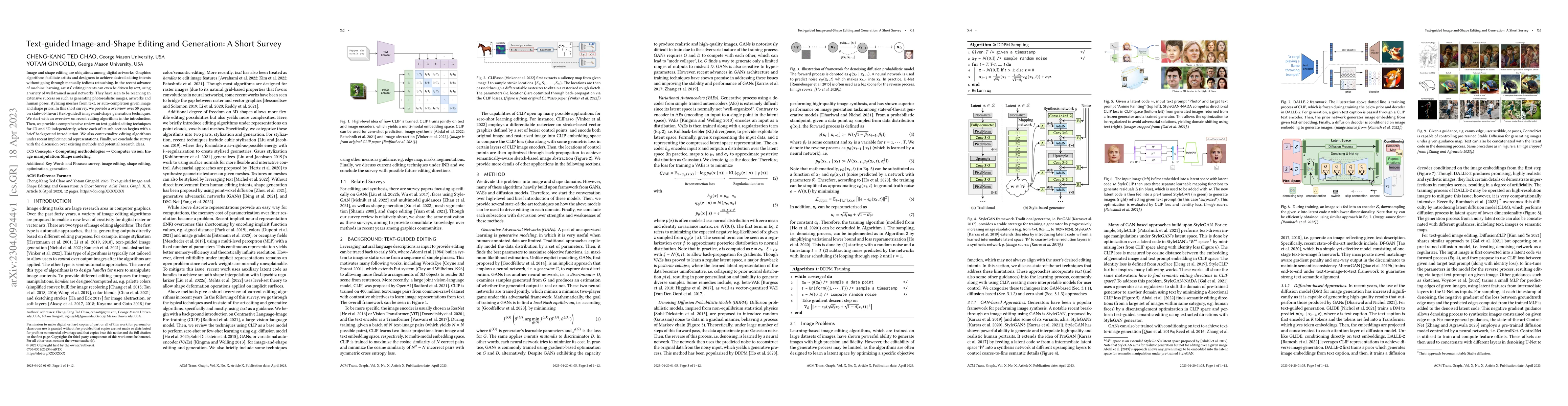 Thumbnail for Text-guided Image-and-Shape Editing and Generation: A Short Survey