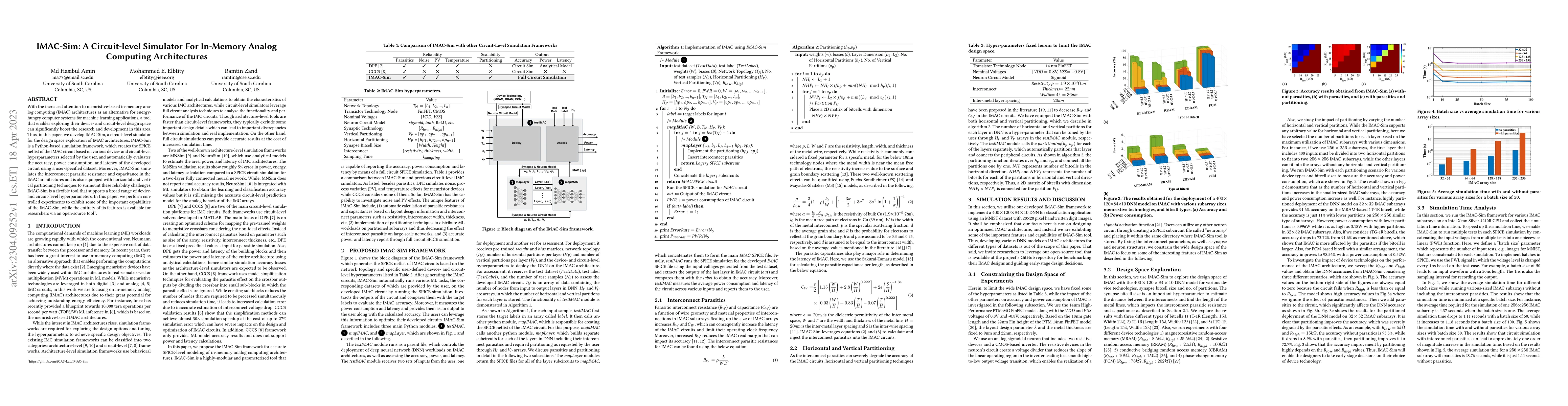 Thumbnail for IMAC-Sim: A Circuit-level Simulator For In-Memory Analog Computing
  Architectures