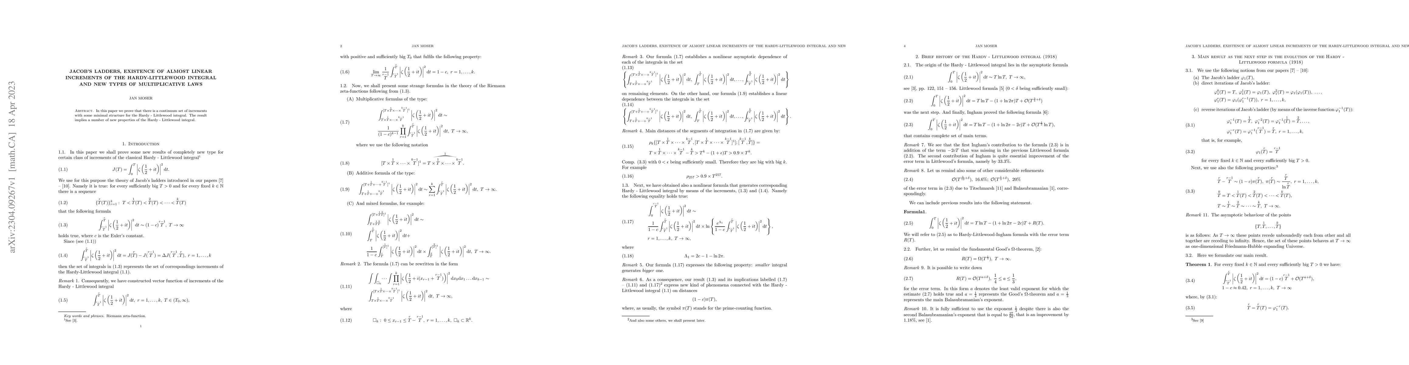 Thumbnail for Jacob's ladders, existence of almost linear increments of the
  Hardy-Littlewood integral and new types of multiplicative laws
