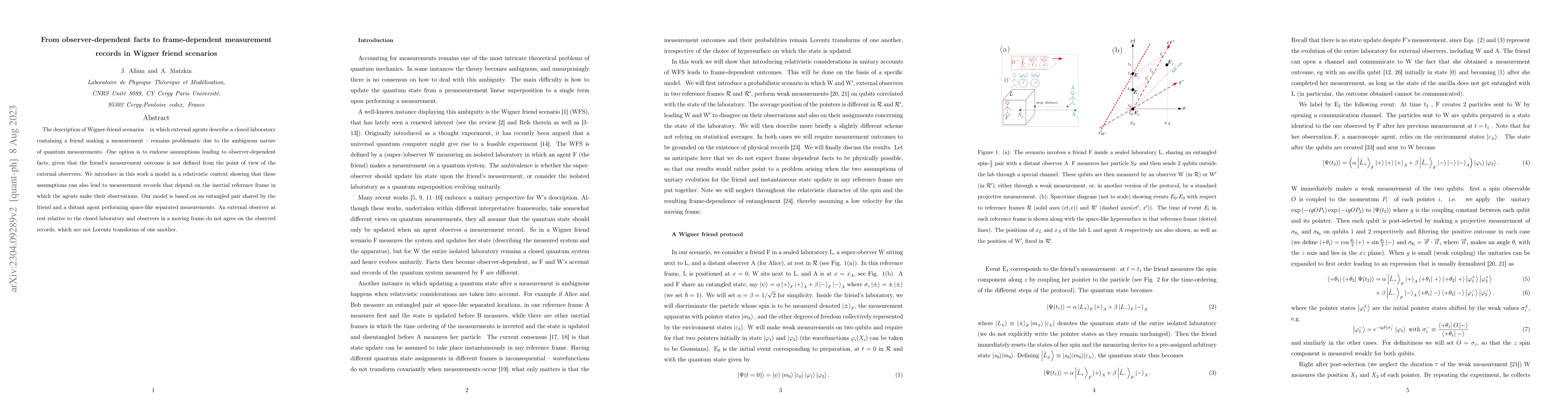 Thumbnail for From observer-dependent facts to frame-dependent measurement records in
  Wigner friend scenarios