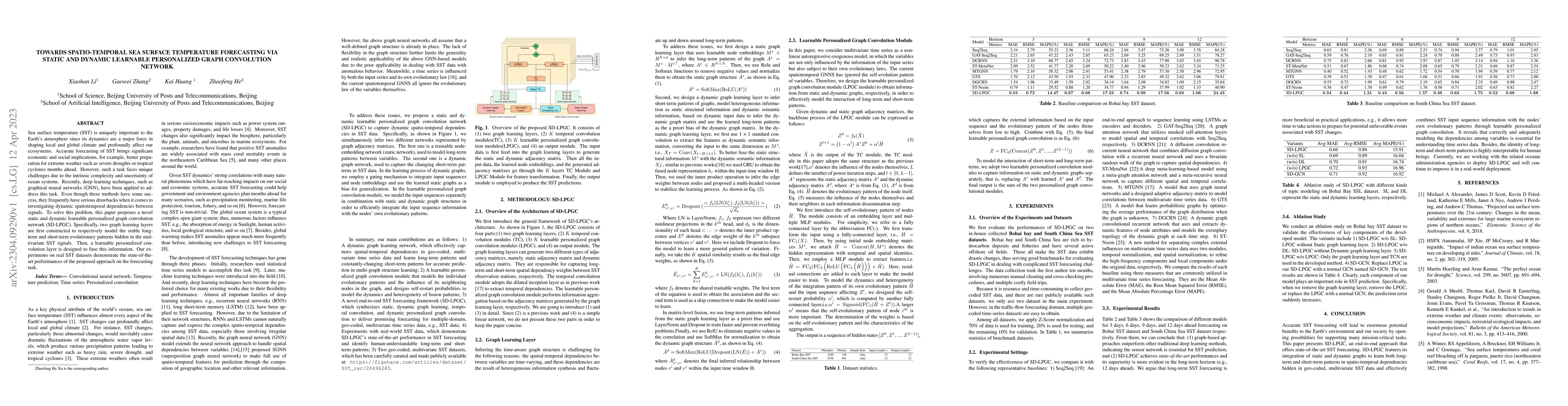 Thumbnail for Towards Spatio-temporal Sea Surface Temperature Forecasting via Static
  and Dynamic Learnable Personalized Graph Convolution Network