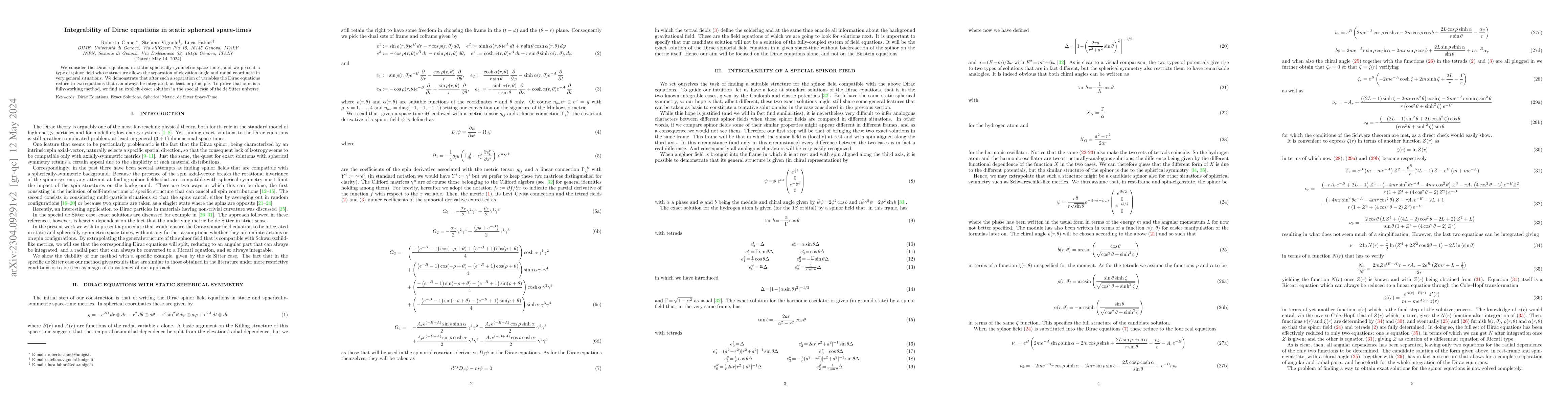 Thumbnail for Integrability of Dirac equations in static spherical space-times