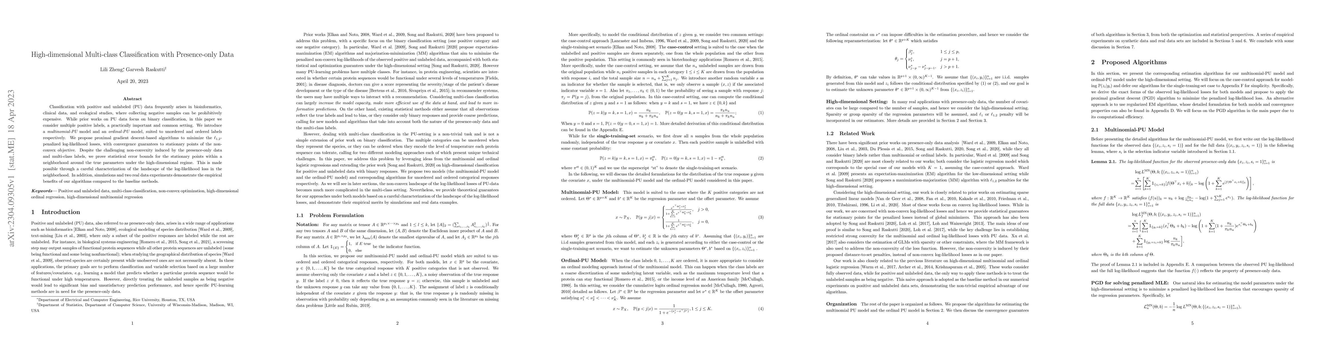 Thumbnail for High-dimensional Multi-class Classification with Presence-only Data