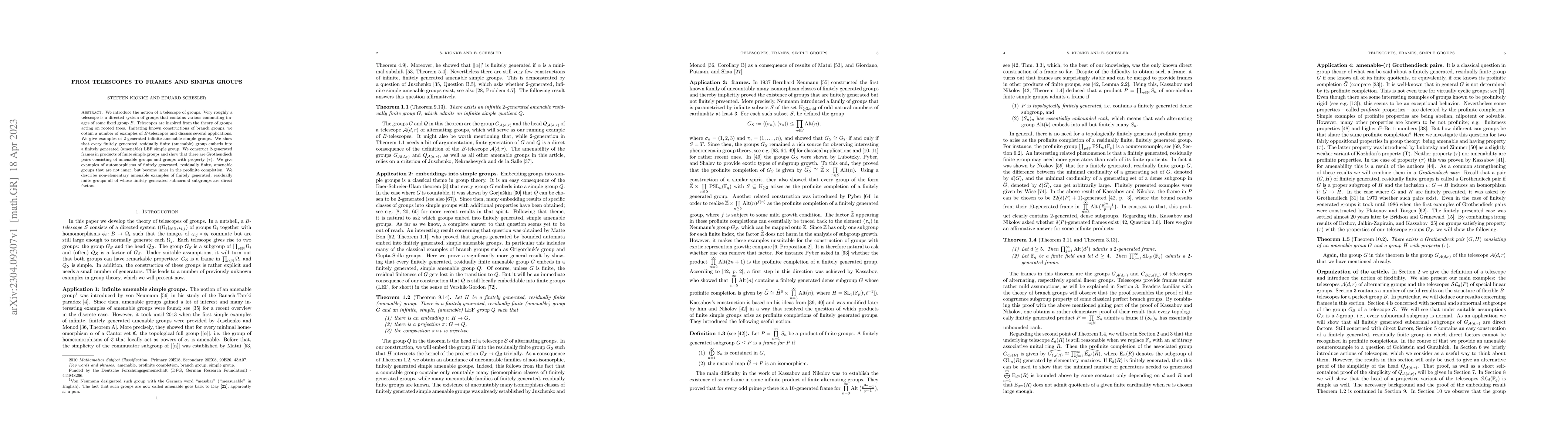 Thumbnail for From telescopes to frames and simple groups