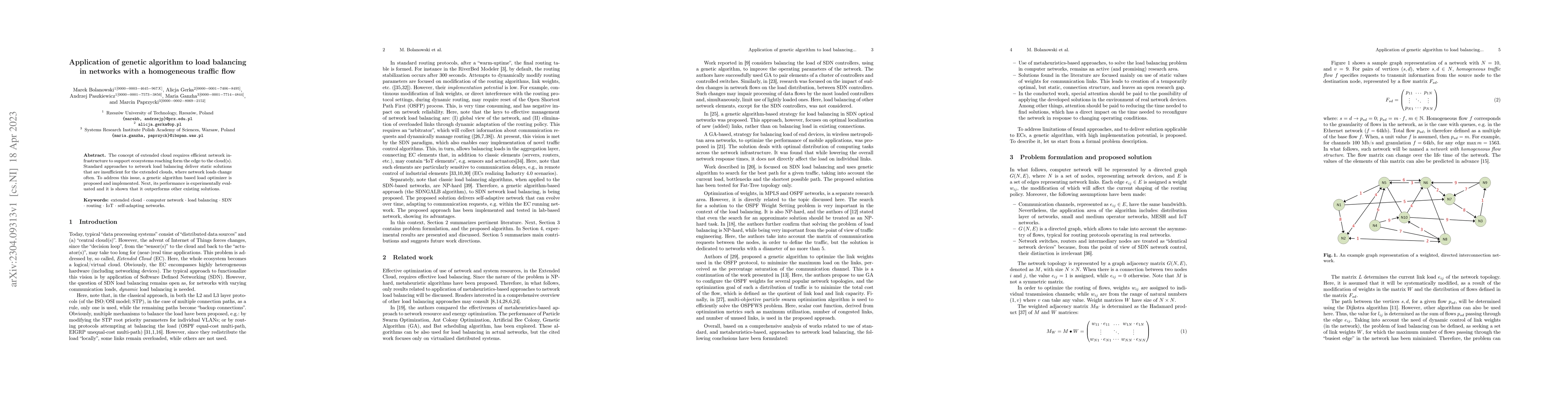 Thumbnail for Application of genetic algorithm to load balancing in networks with a
  homogeneous traffic flow