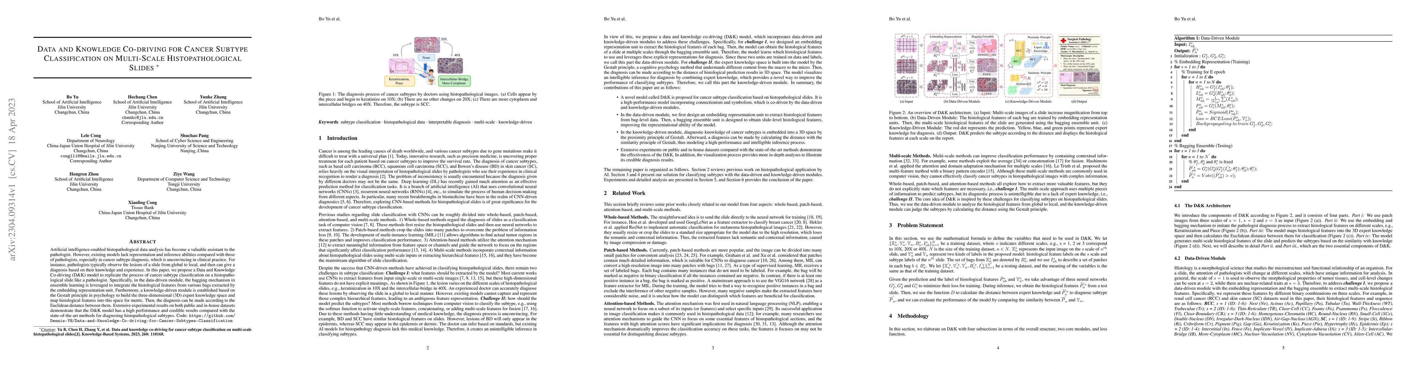 Thumbnail for Data and Knowledge Co-driving for Cancer Subtype Classification on
  Multi-Scale Histopathological Slides