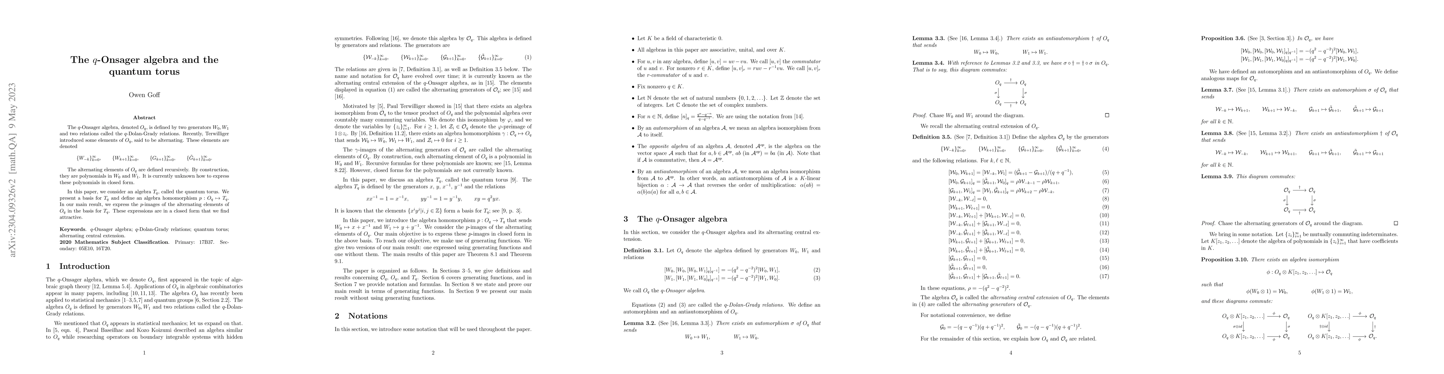 Thumbnail for The $q$-Onsager Algebra and the Quantum Torus