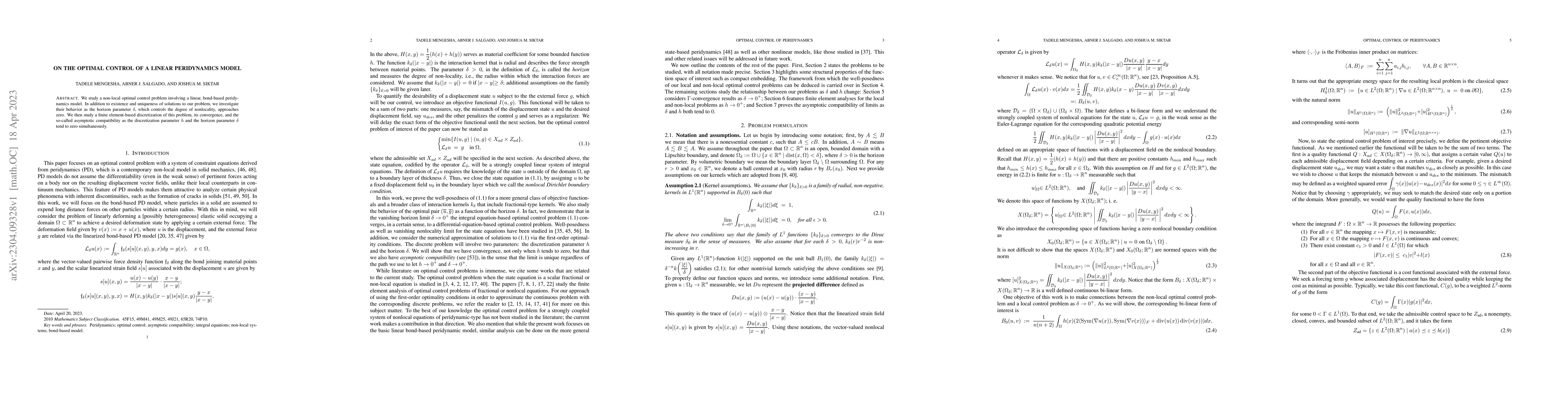 Thumbnail for On the Optimal Control of a Linear Peridynamics Model