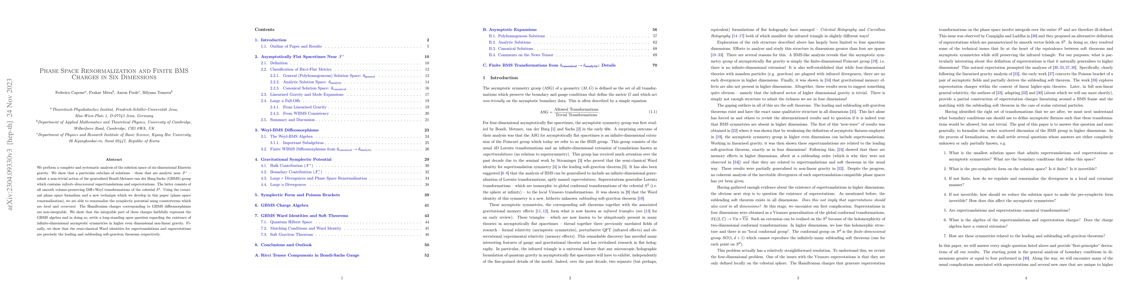 Thumbnail for Phase Space Renormalization and Finite BMS Charges in Six Dimensions