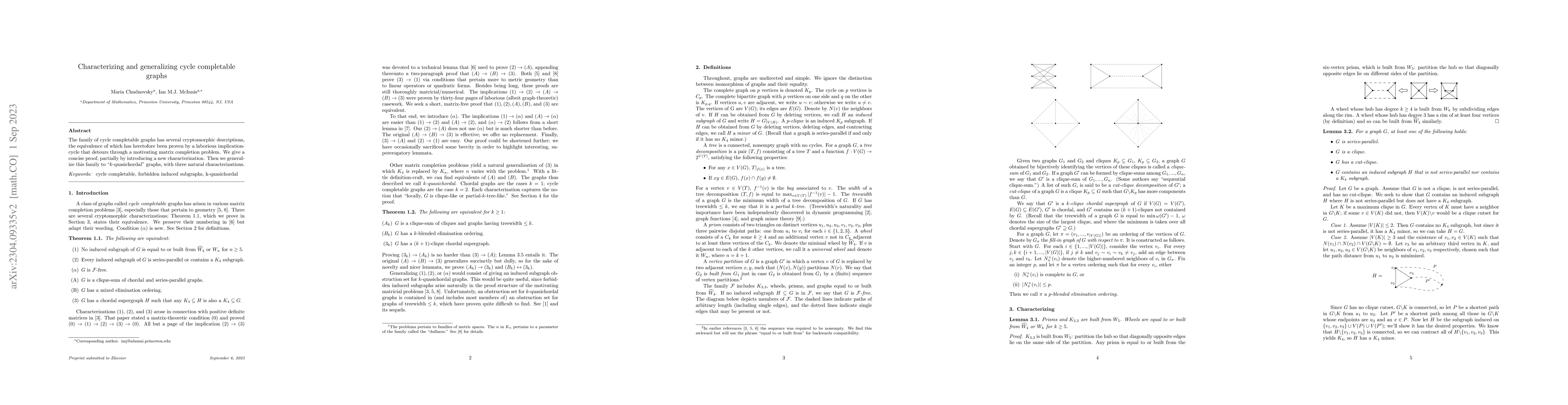 Thumbnail for Characterizing and generalizing cycle completable graphs