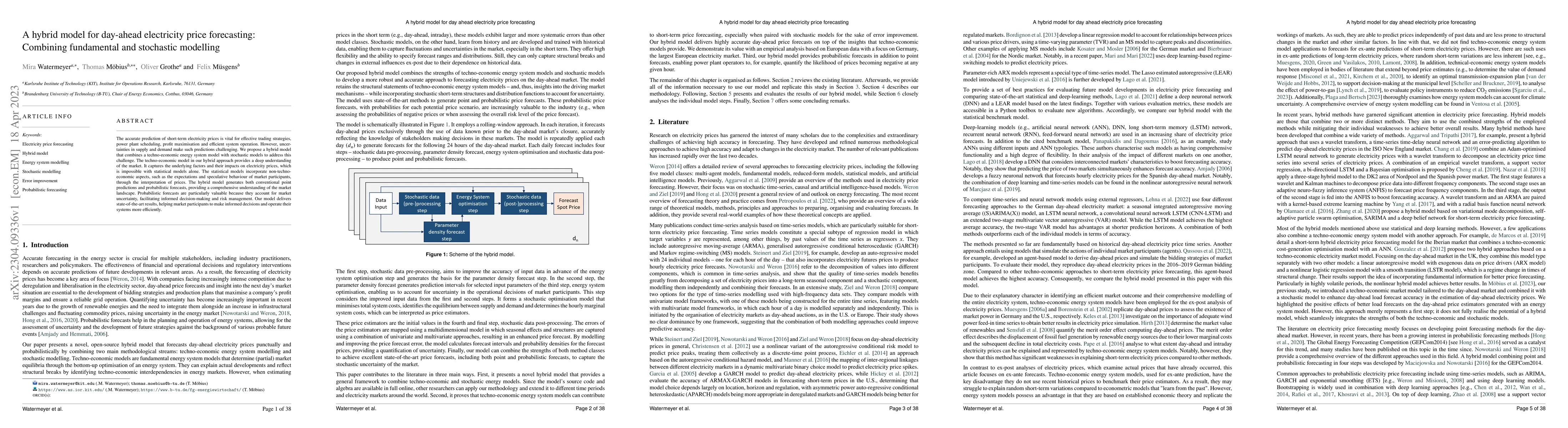 Thumbnail for A hybrid model for day-ahead electricity price forecasting: Combining
  fundamental and stochastic modelling