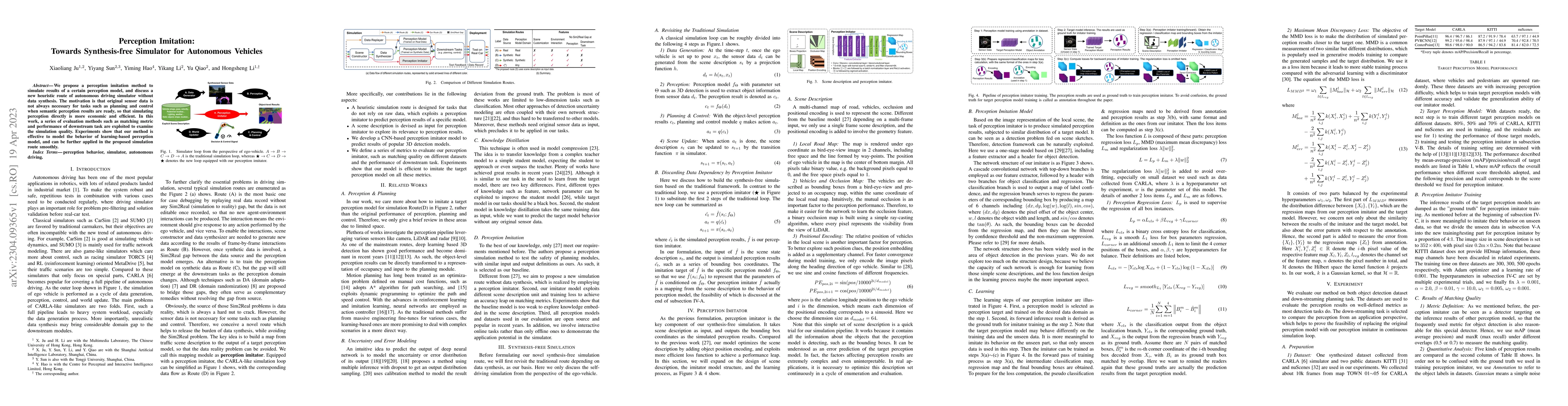 Thumbnail for Perception Imitation: Towards Synthesis-free Simulator for Autonomous
  Vehicles