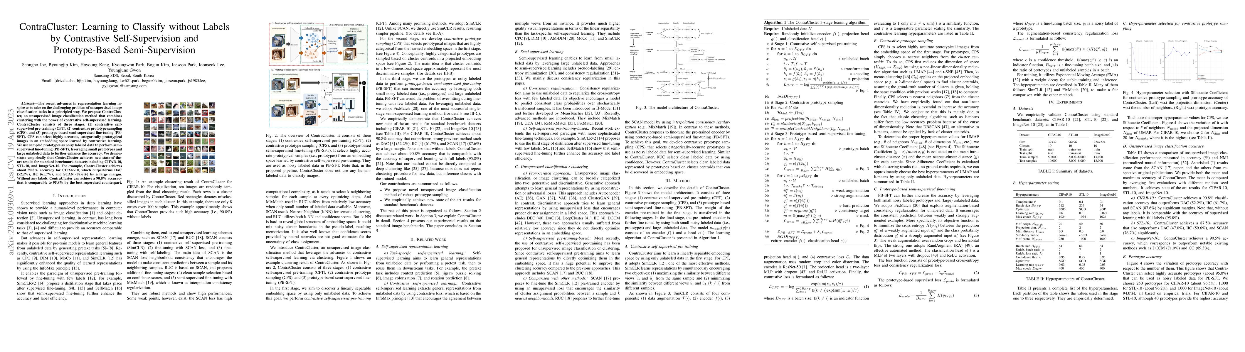 Thumbnail for ContraCluster: Learning to Classify without Labels by Contrastive
  Self-Supervision and Prototype-Based Semi-Supervision