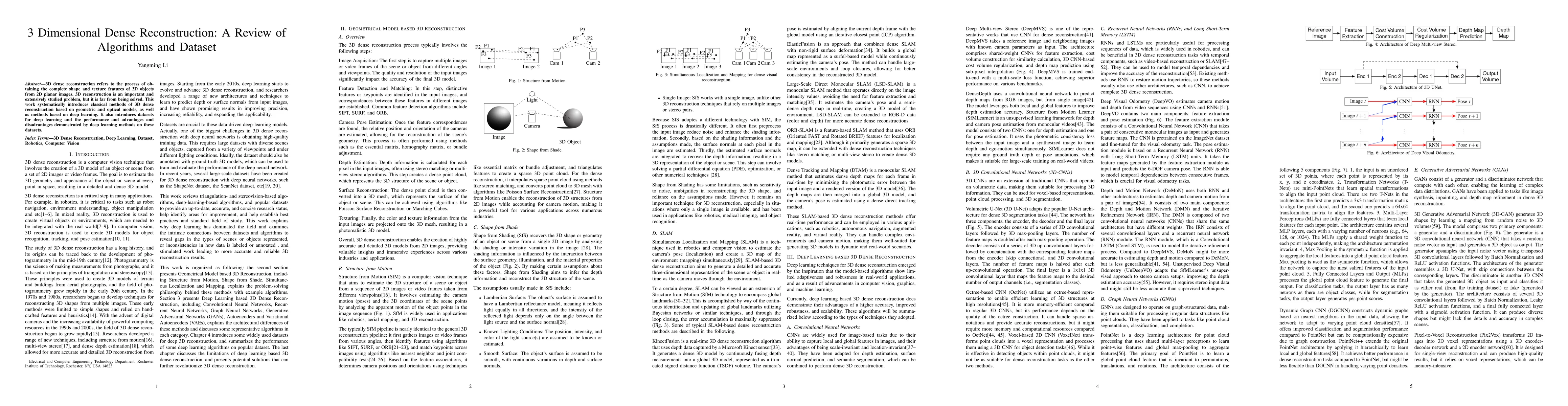 Thumbnail for 3 Dimensional Dense Reconstruction: A Review of Algorithms and Dataset