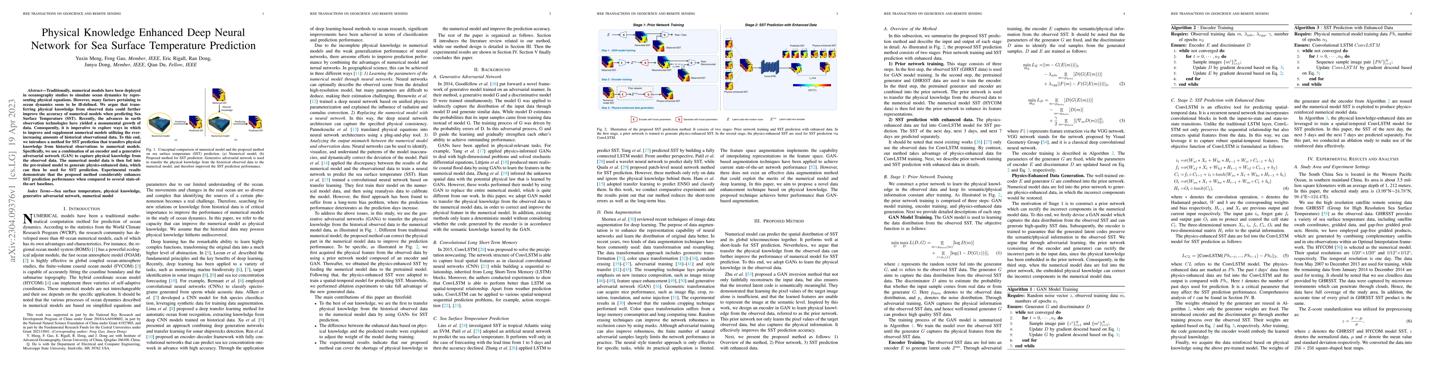 Thumbnail for Physical Knowledge Enhanced Deep Neural Network for Sea Surface
  Temperature Prediction
