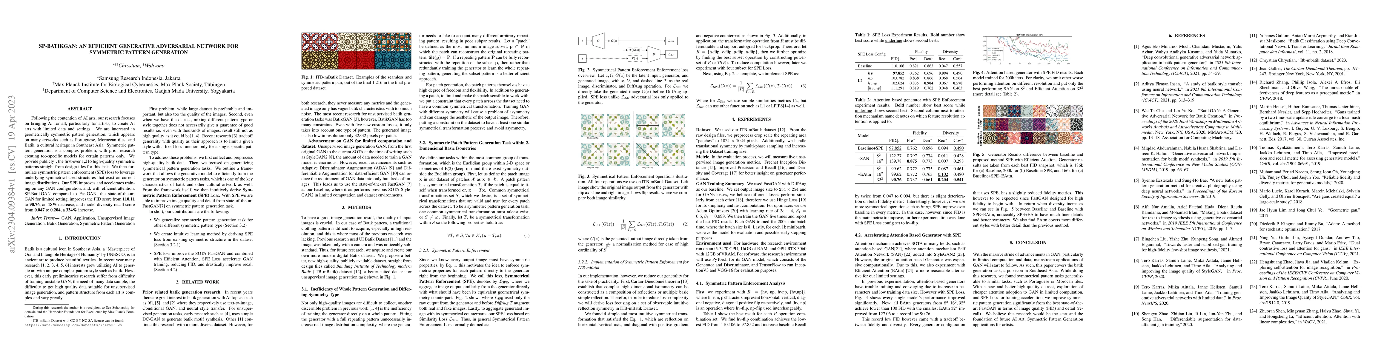 Thumbnail for SP-BatikGAN: An Efficient Generative Adversarial Network for Symmetric
  Pattern Generation