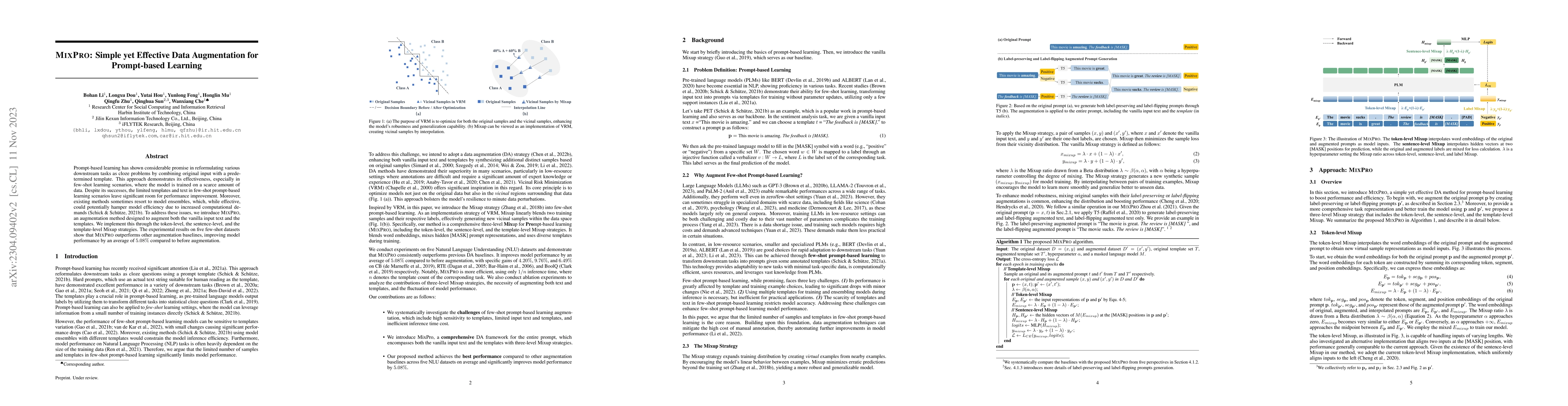 Thumbnail for MixPro: Simple yet Effective Data Augmentation for Prompt-based Learning