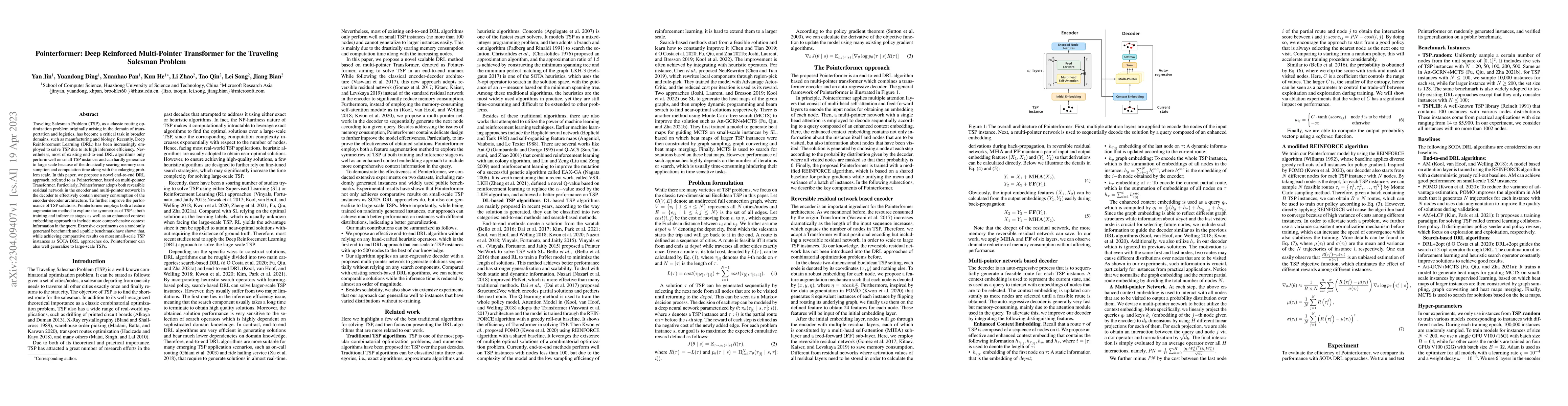 Thumbnail for Pointerformer: Deep Reinforced Multi-Pointer Transformer for the
  Traveling Salesman Problem