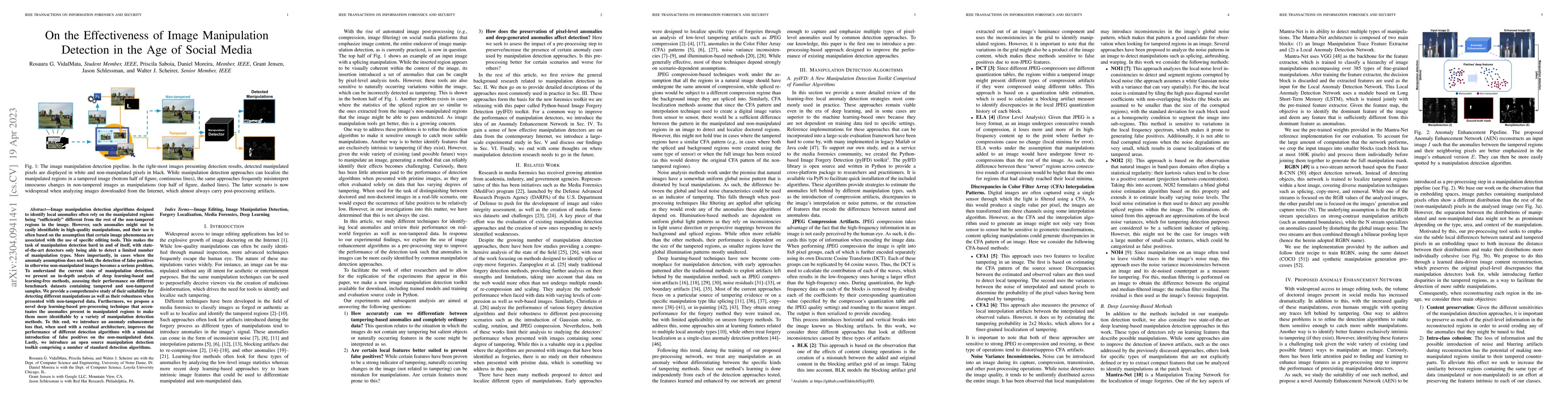 Thumbnail for On the Effectiveness of Image Manipulation Detection in the Age of
  Social Media