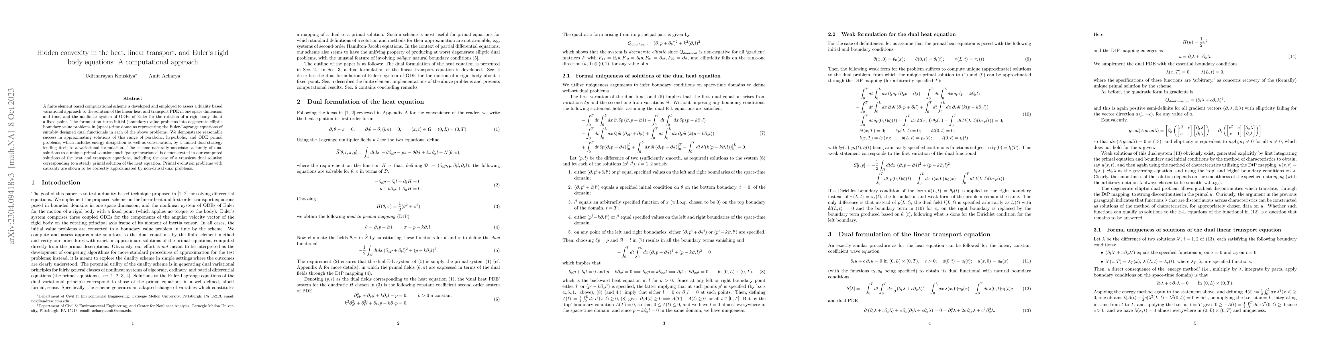 Thumbnail for Hidden convexity in the heat, linear transport, and Euler's rigid body
  equations: A computational approach