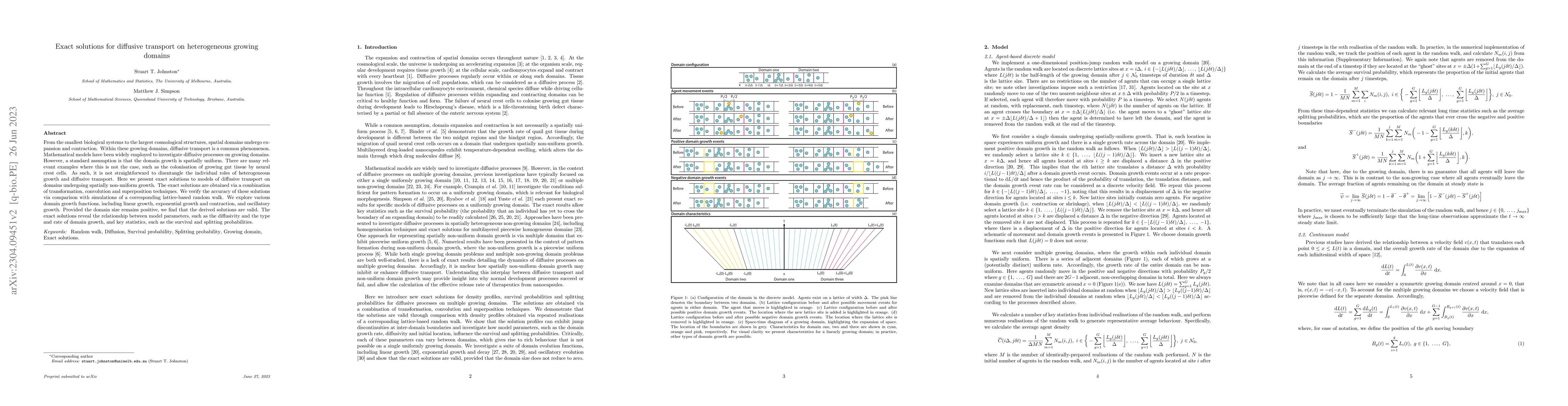 Thumbnail for Exact solutions for diffusive transport on heterogeneous growing domains
