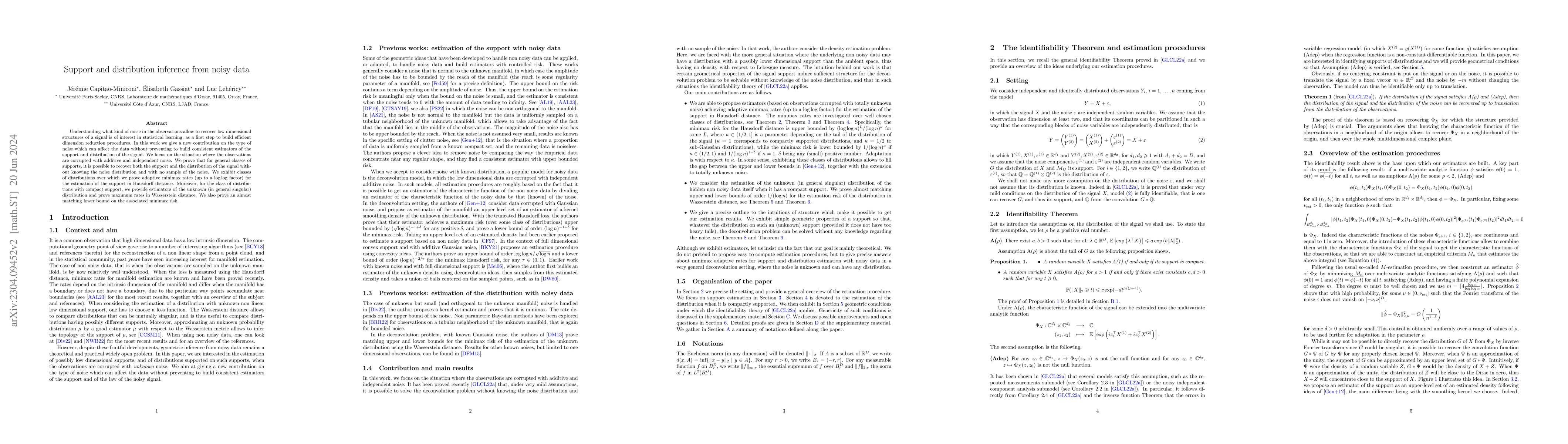Thumbnail for Support and distribution inference from noisy data