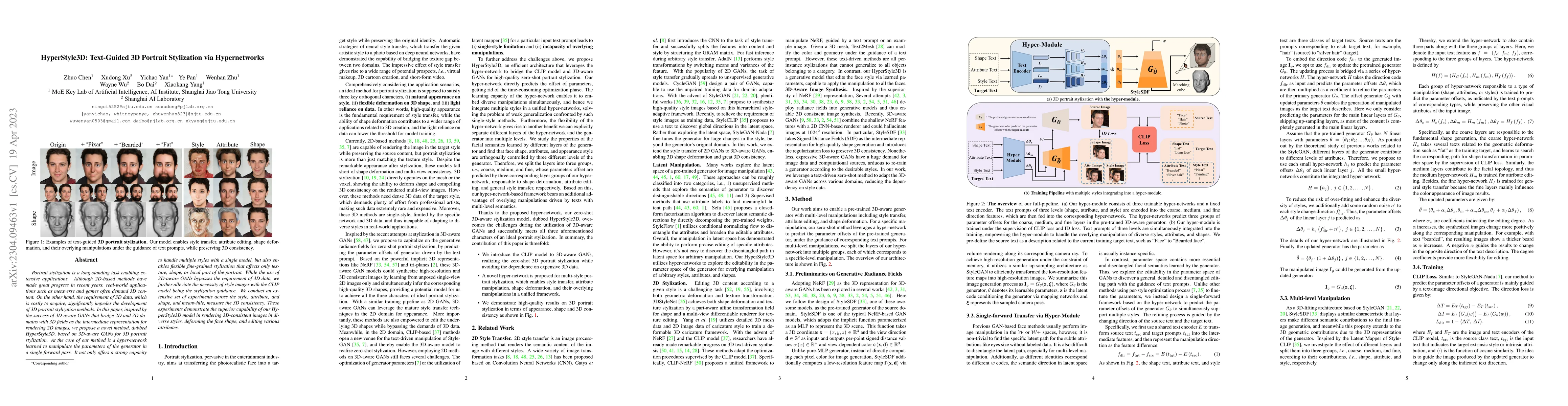 Thumbnail for HyperStyle3D: Text-Guided 3D Portrait Stylization via Hypernetworks