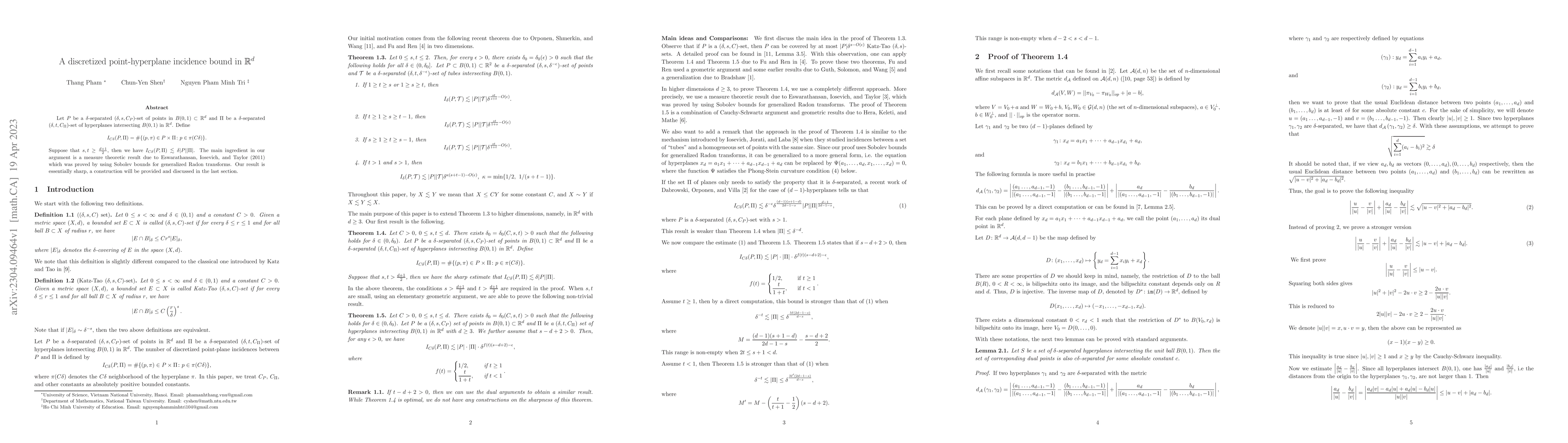 Thumbnail for A discretized point-hyperplane incidence bound in $\mathbb{R}^d$
