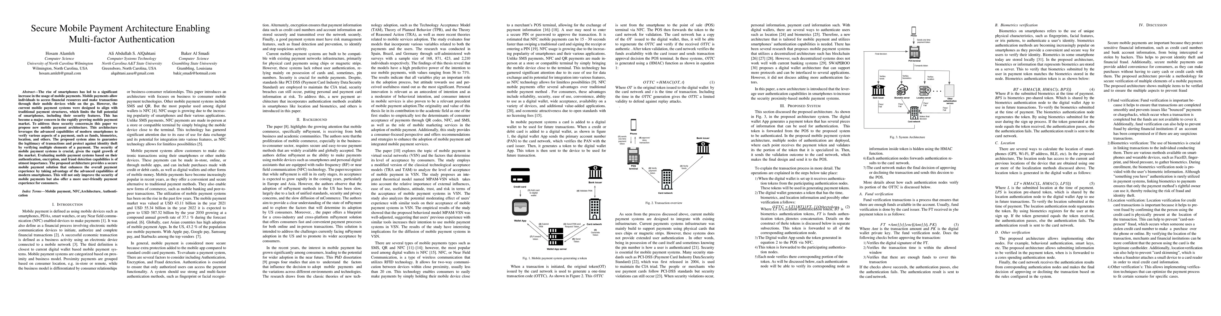 Thumbnail for Secure Mobile Payment Architecture Enabling Multi-factor Authentication