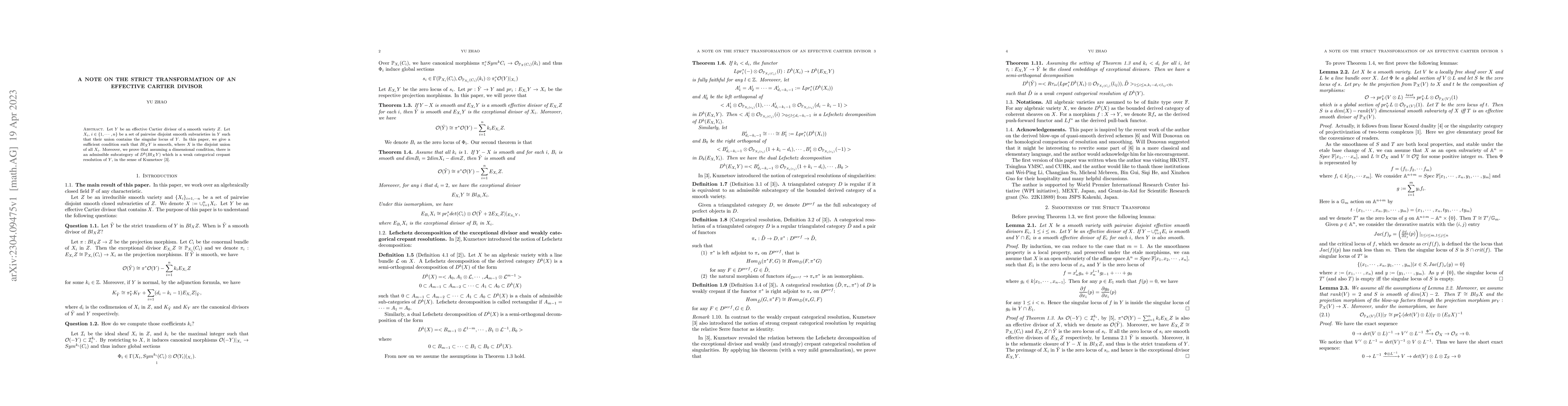 Thumbnail for A Note on the Strict Transformation of an Effective Cartier Divisor