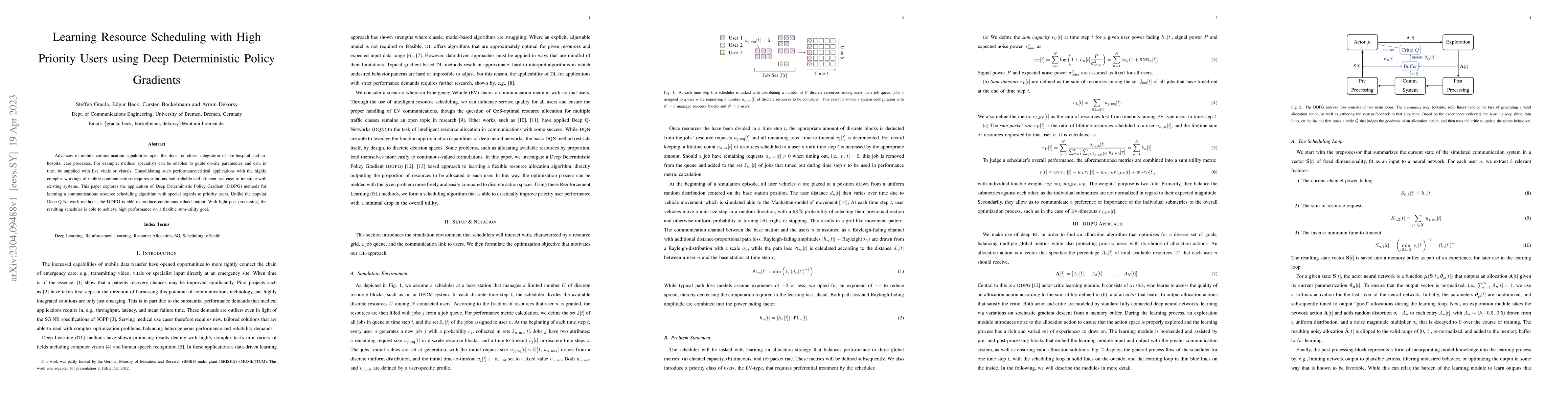 Thumbnail for Learning Resource Scheduling with High Priority Users using Deep
  Deterministic Policy Gradients