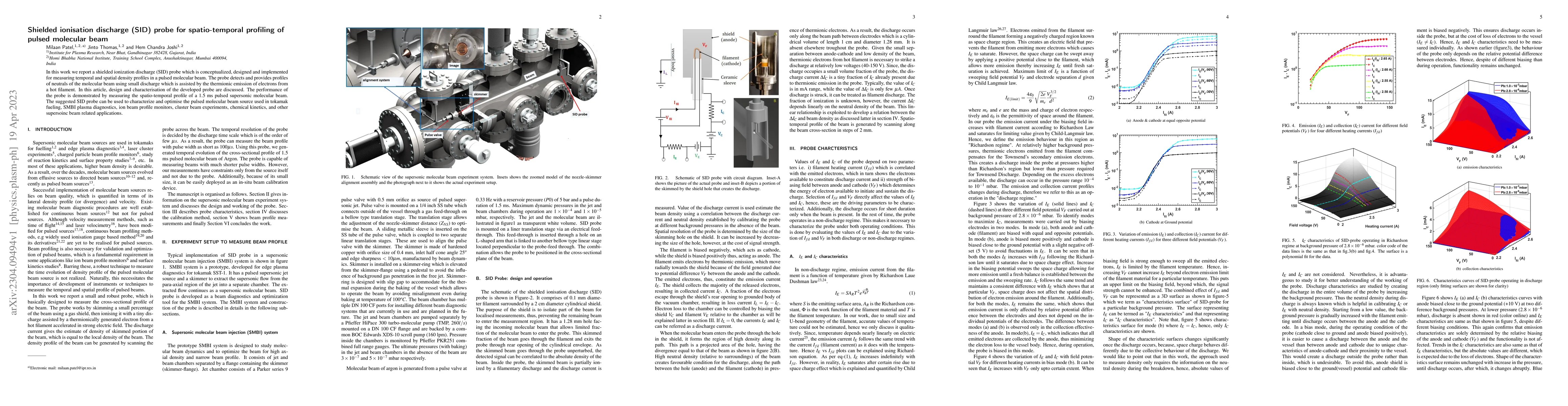 Thumbnail for Shielded ionisation discharge (SID) probe for spatio-temporal profiling
  of pulsed molecular beam