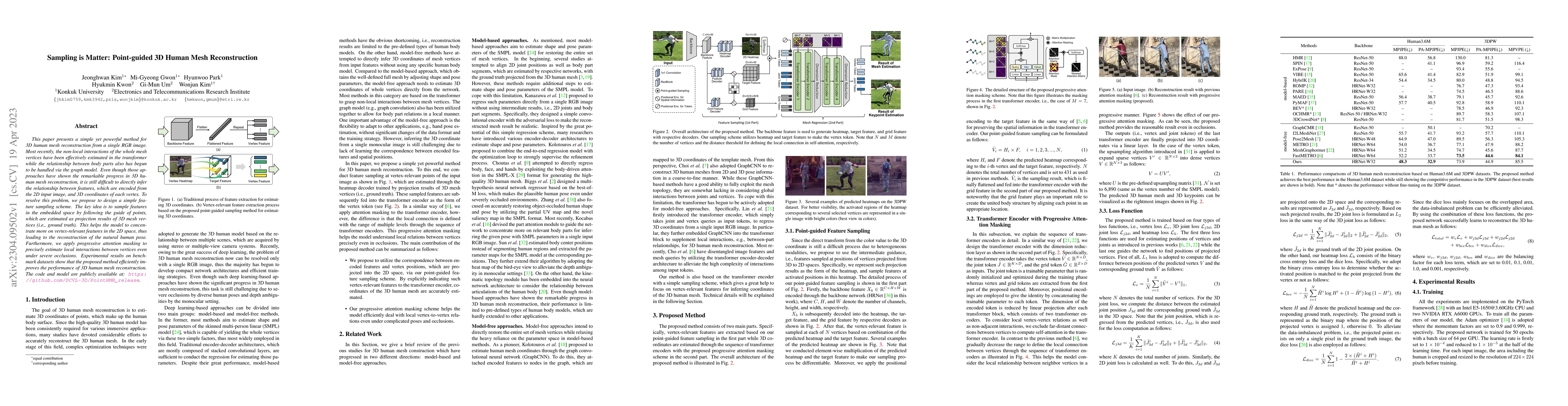 Thumbnail for Sampling is Matter: Point-guided 3D Human Mesh Reconstruction