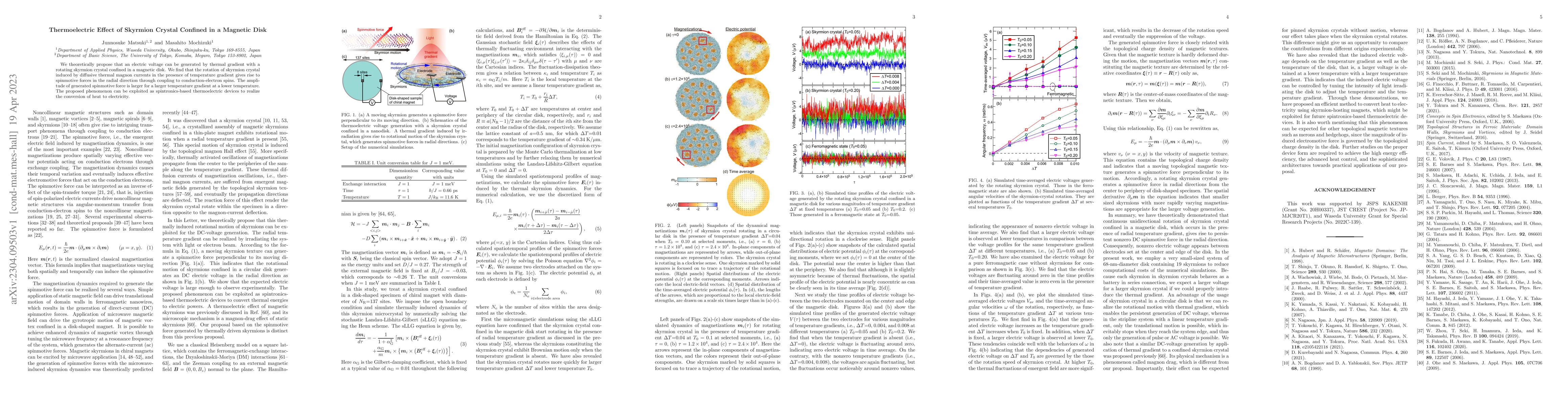 Thumbnail for Thermoelectric effect of skyrmion crystal confined in a magnetic disk