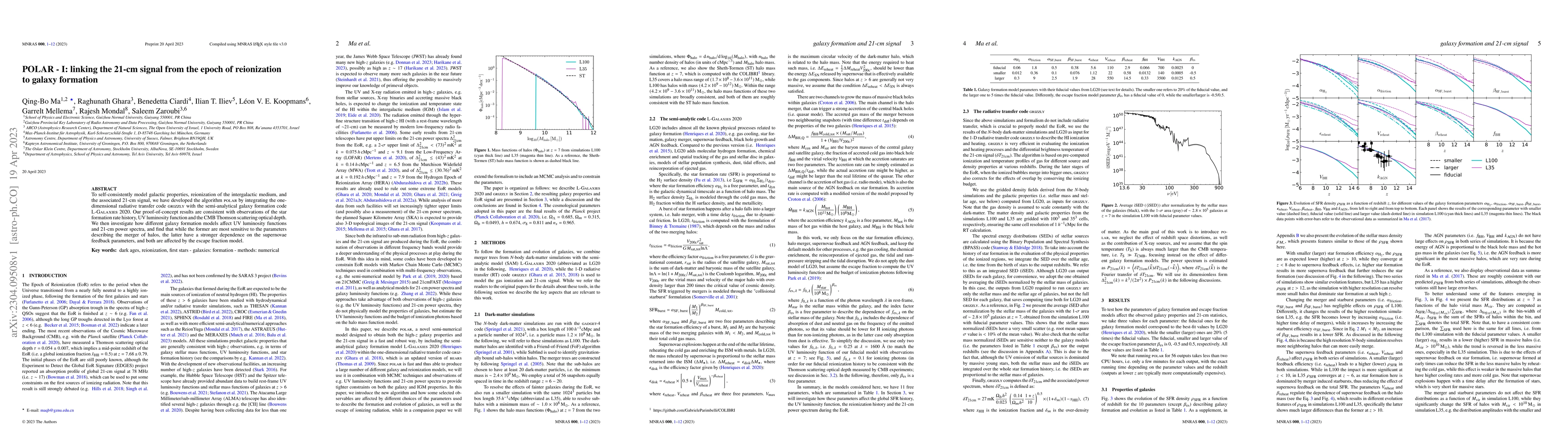 Thumbnail for POLAR -- I: linking the 21-cm signal from the epoch of reionization to
  galaxy formation