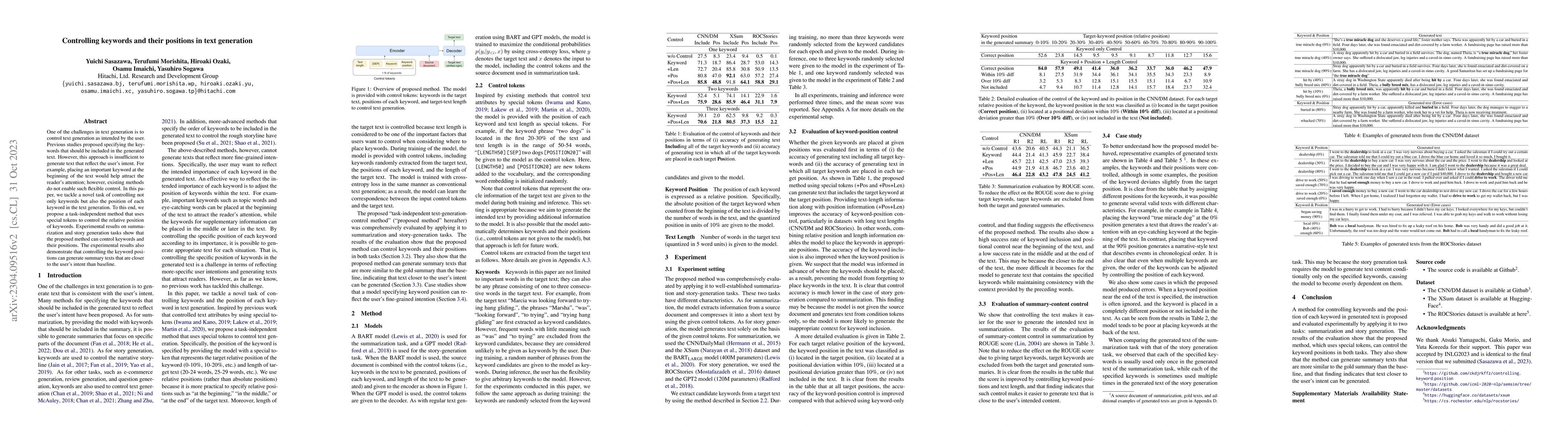 Thumbnail for Controlling keywords and their positions in text generation