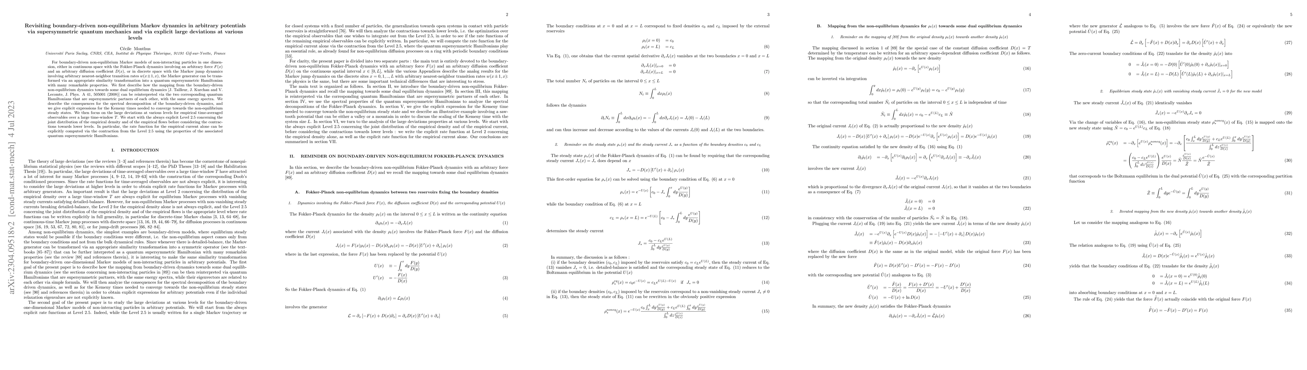 Thumbnail for Revisiting boundary-driven non-equilibrium Markov dynamics in arbitrary
  potentials via supersymmetric quantum mechanics and explicit large deviations
  at various levels