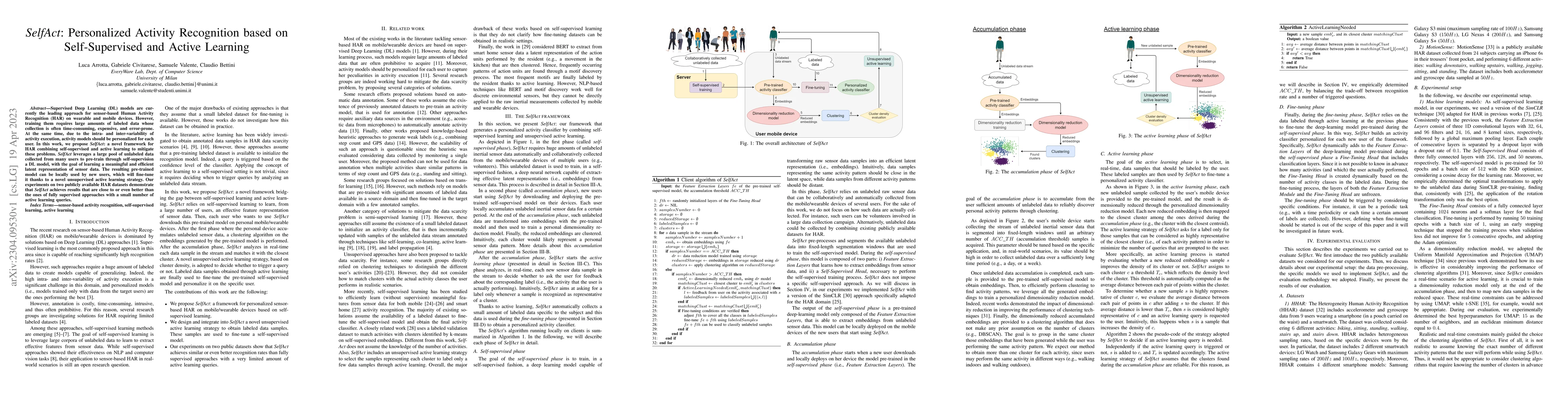 Thumbnail for SelfAct: Personalized Activity Recognition based on Self-Supervised and
  Active Learning