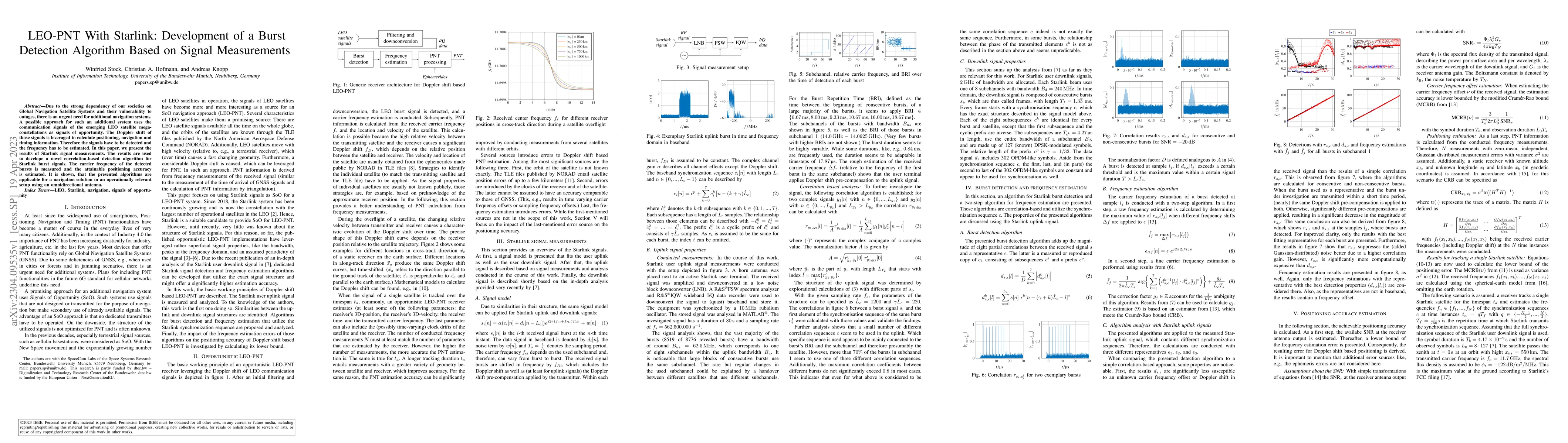 Thumbnail for LEO-PNT With Starlink: Development of a Burst Detection Algorithm Based
  on Signal Measurements